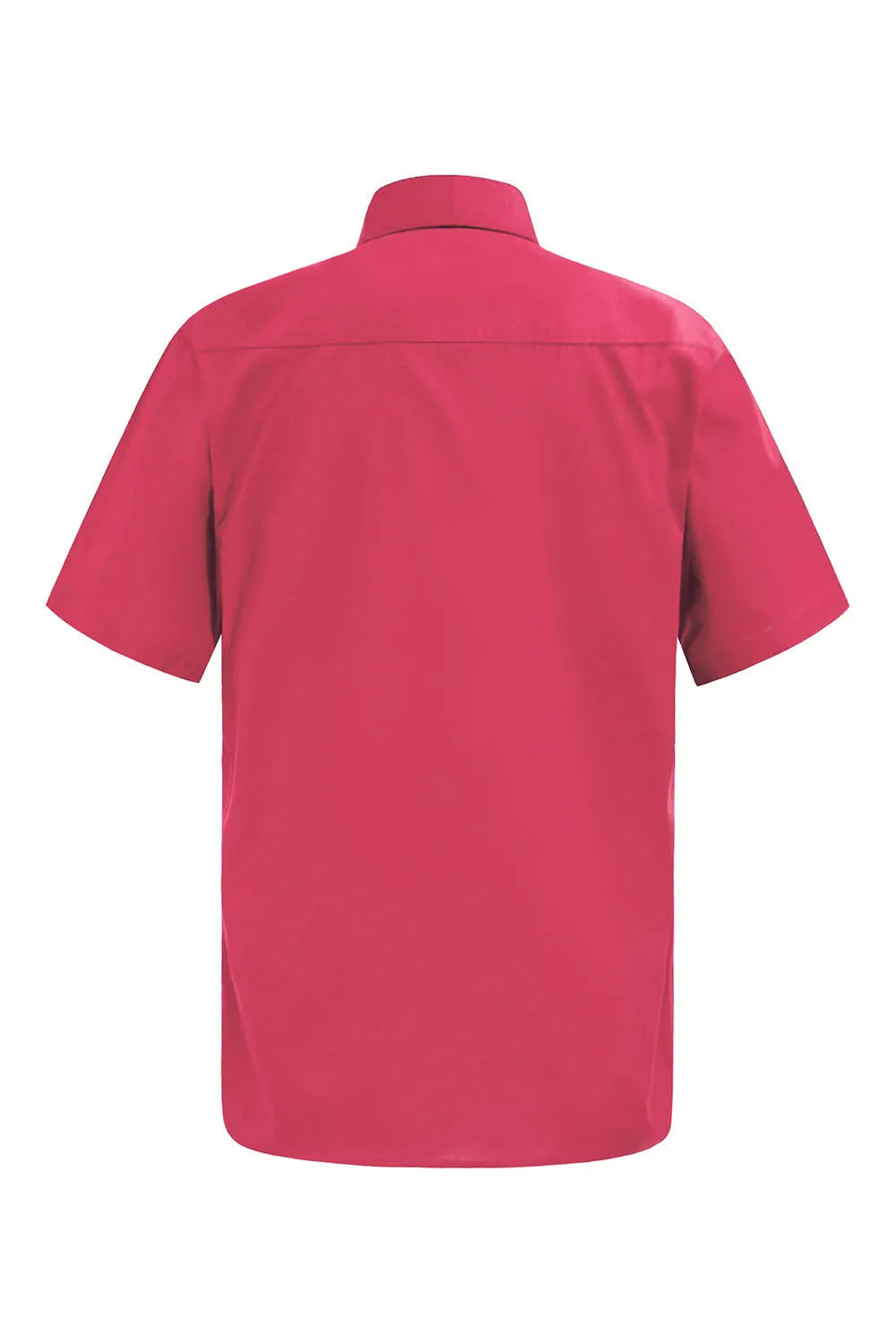 Men's Regular Fit Short Sleeve Solid Color Dress Shirts (Fuschia)