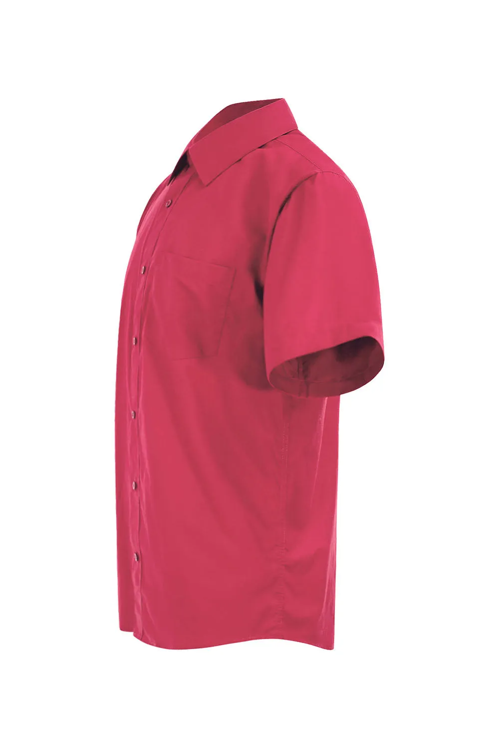 Men's Regular Fit Short Sleeve Solid Color Dress Shirts (Fuschia)