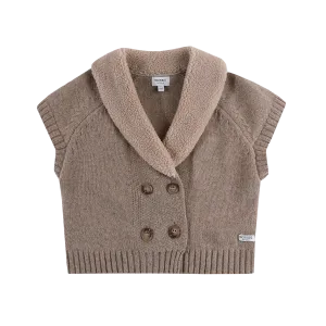 NANNIE MERINO WOOL WAISTCOAT-Milk Chocklate.Melange