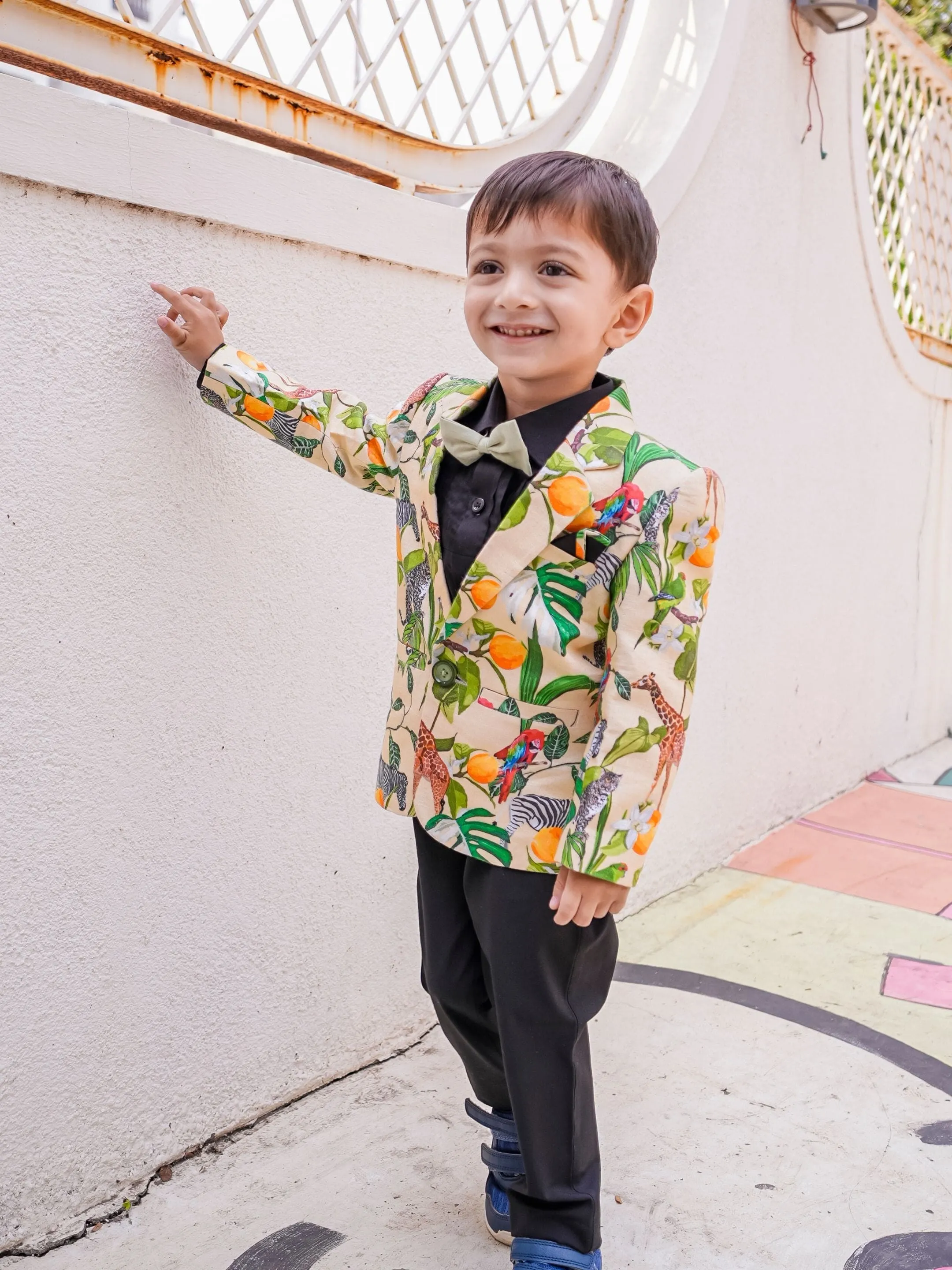 Pre-Order: African Forest Themed Printed Pure Linen Blazer Only