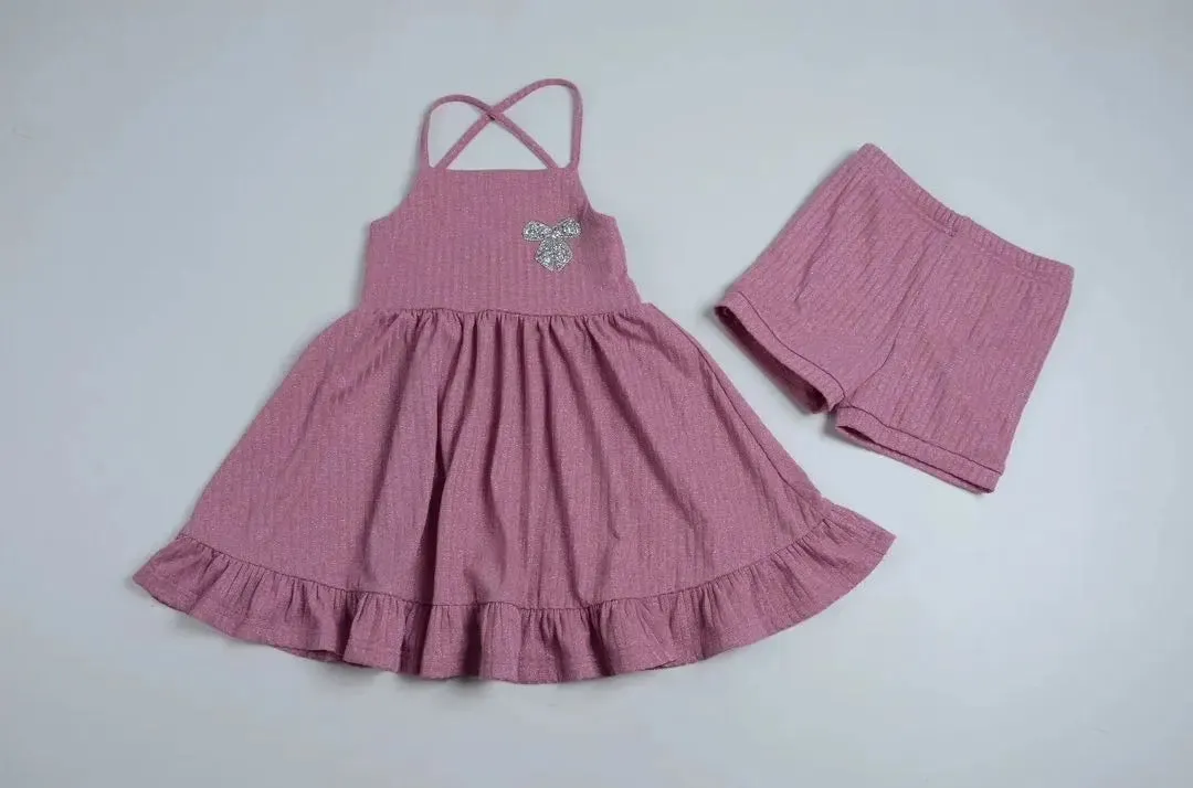 PRE-ORDER Pink Stardust & Bow Dress & Short Set