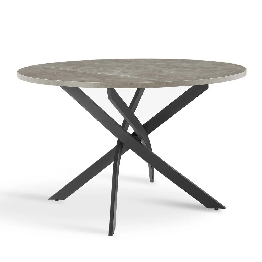 Rocco Concrete Effect Dining Table & 4 Sierra Chairs, Grey with Black Legs