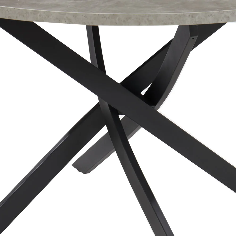 Rocco Concrete Effect Dining Table & 4 Sierra Chairs, Grey with Black Legs