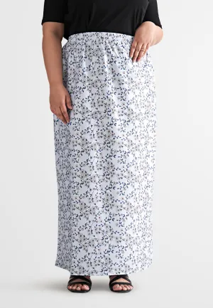 Sadia Stretchable Pastel Floral Printed Skirt - Purple Grey