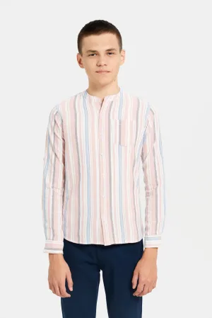 Senior Boys Assorted Stripe Mandarin Collar Shirt