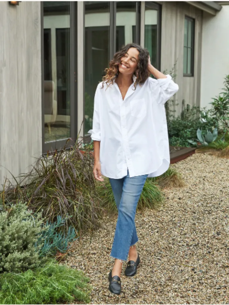 Shirley Oversized Poplin Button-Up Shirt in White