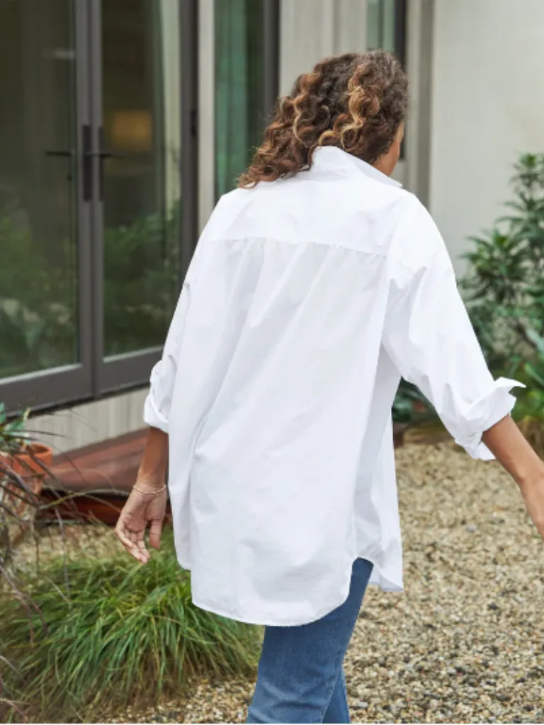 Shirley Oversized Poplin Button-Up Shirt in White