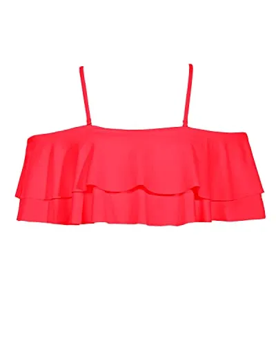 Stylish Spaghetti Shoulder Straps Off Shoulder Swim Top-Neon Red