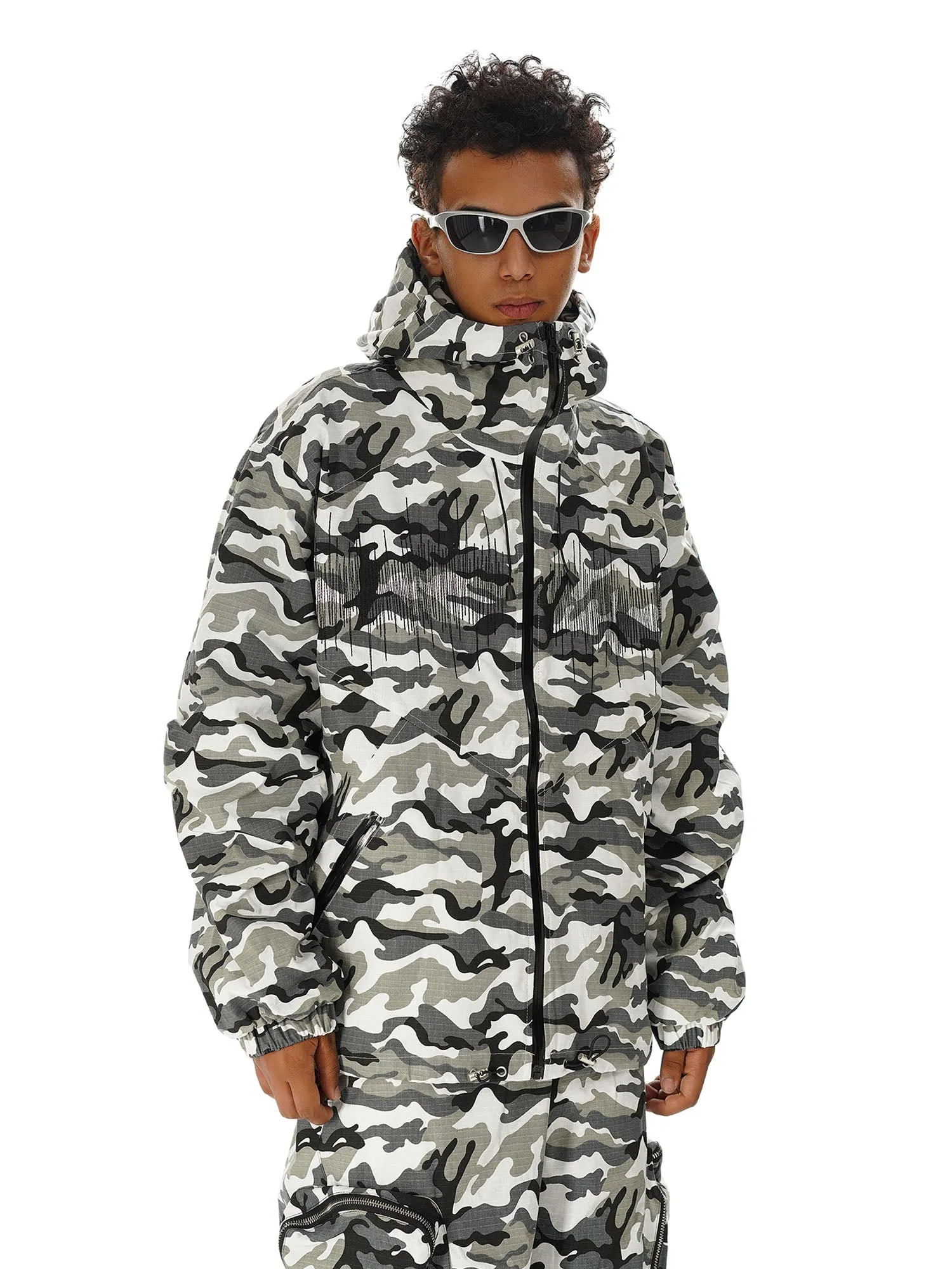 Thesupermade Hip-hop Snow Camouflage Embroidery Jacket