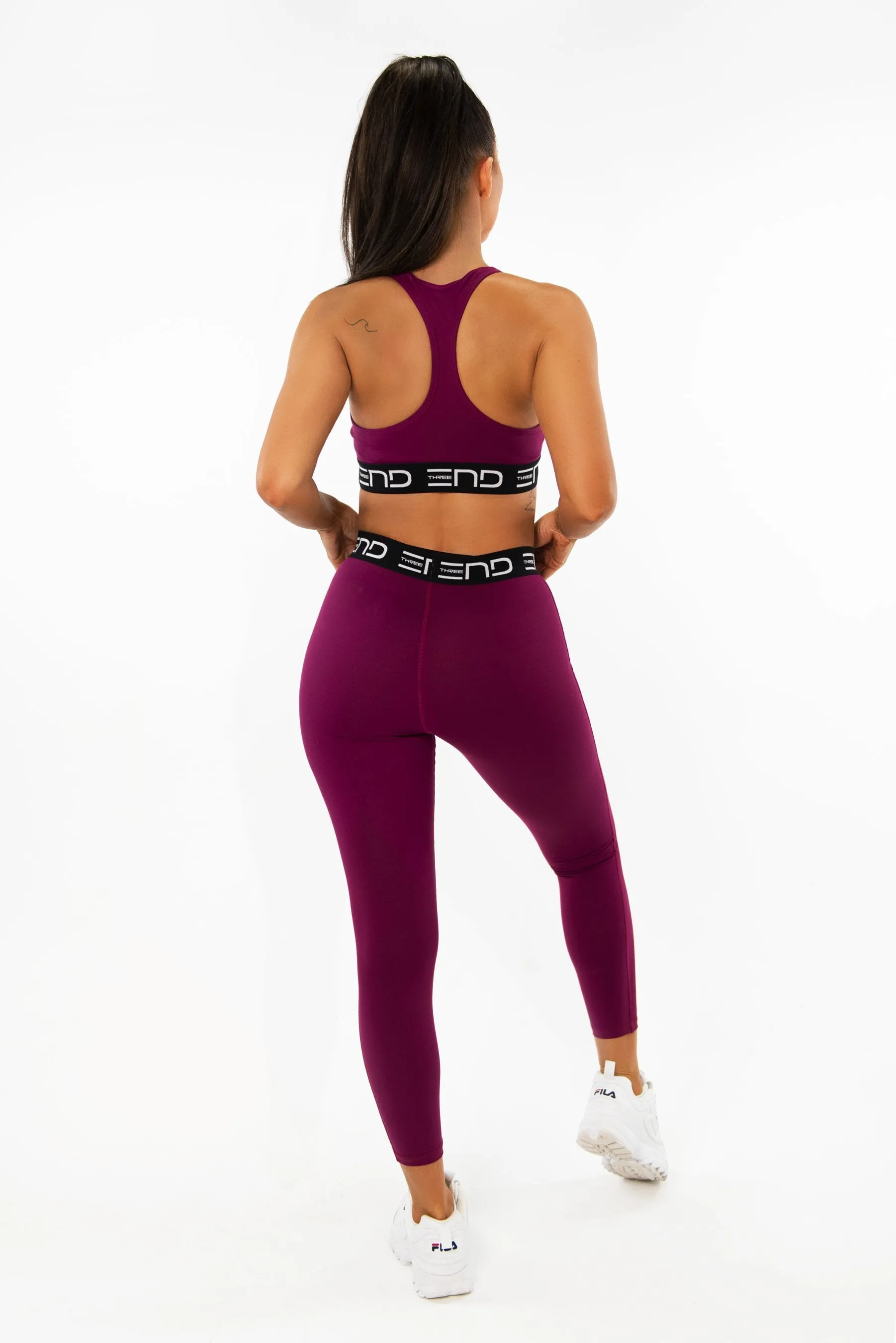 TRACK HIGH WAIST LEGGINGS - BURGUNDY