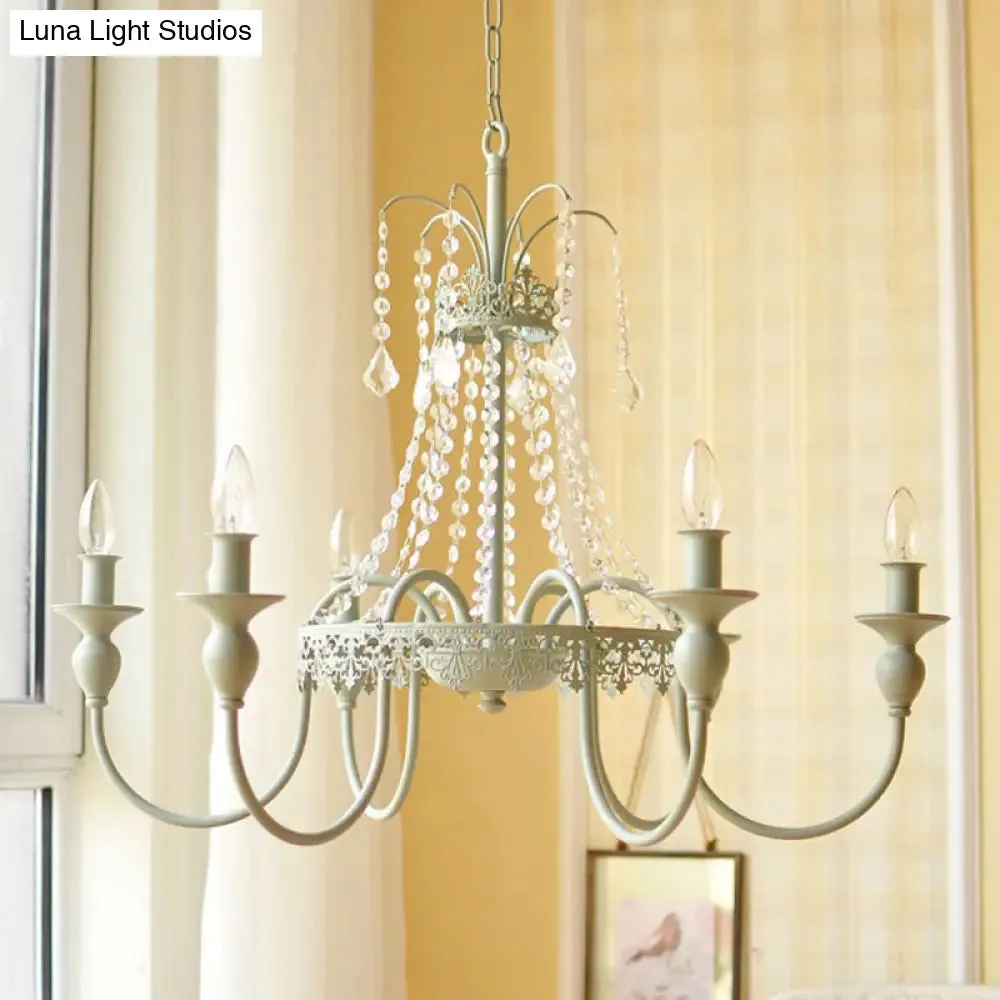 Traditional Metal Chandelier - Gold/Grey Finish with Crystal Accents - 6-Light Ceiling Pendant for Living Room