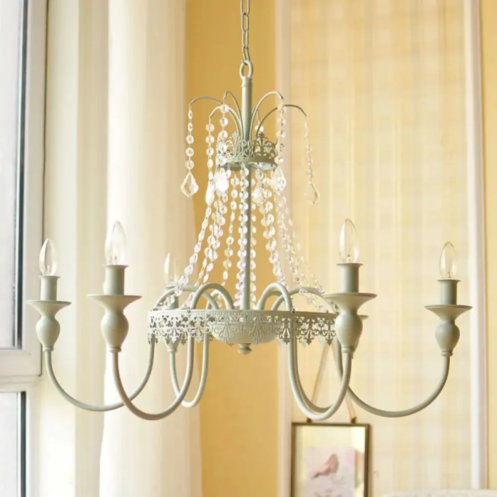 Traditional Metal Chandelier - Gold/Grey Finish with Crystal Accents - 6-Light Ceiling Pendant for Living Room