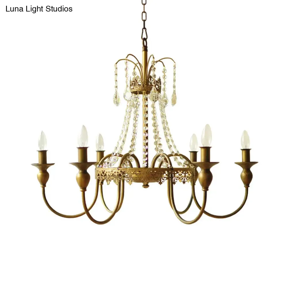 Traditional Metal Chandelier - Gold/Grey Finish with Crystal Accents - 6-Light Ceiling Pendant for Living Room