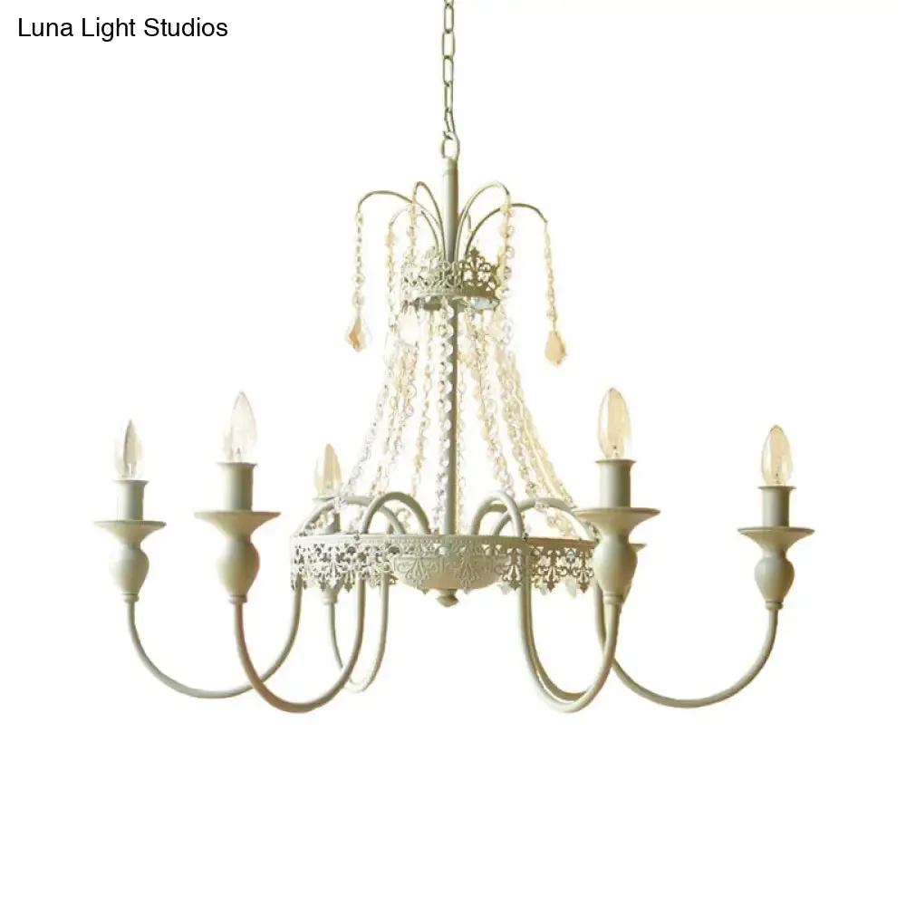 Traditional Metal Chandelier - Gold/Grey Finish with Crystal Accents - 6-Light Ceiling Pendant for Living Room