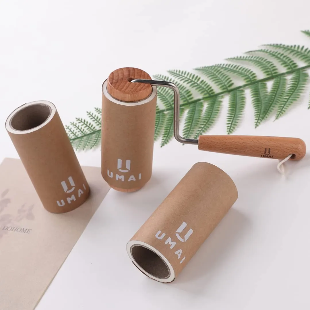 UMAI-Lint Roller For Clothes(2 Rollers   4 Replacement Rolls-Total 360 Sheets)|Wooden Eco-Friendly Lint Roller For Clothes,Pet Hair,Sweaters,Blankets With 14 Cm Width Of Sticky Sheet|Lint Remover