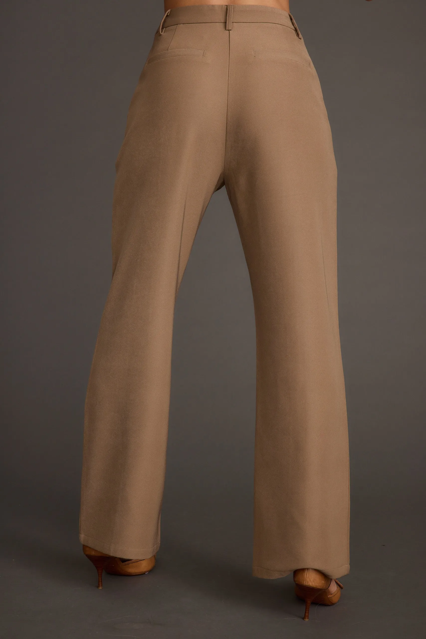 Virginia Taupe Seamed Slim Leg Trousers