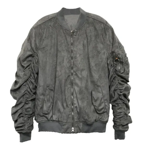 Weiv Mirosuede Scrunched Bomber Jacket