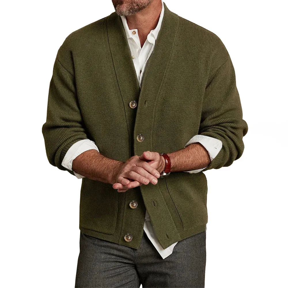 Wiaofellas  -  Mens Jackets Casual Versatile Solid Simple Long Sleeve Knitted Elegant Cardigan Button Personality Sweaters Autumn Winter