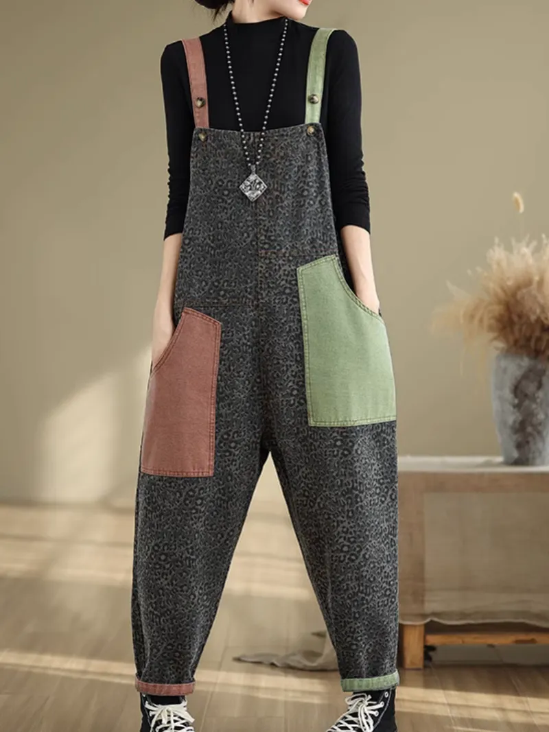 Women's Loose with Handy Pockets Bib's Dungarees