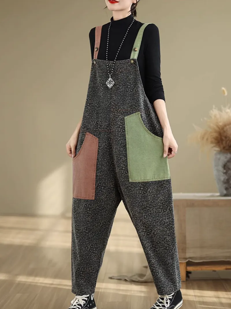 Women's Loose with Handy Pockets Bib's Dungarees